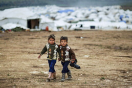 Syrian boys at refugee camp