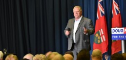 Conservative leader of the Ontario Government, Doug Ford, speaks using language to evoke fear and rejection