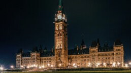 Canadian Parliament buildings at night